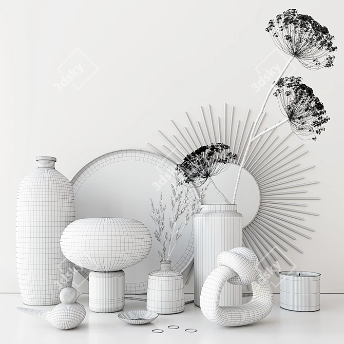 Heracleum Set: Dry Heracleum, Pure Candle, Vases & More 3D model image 4