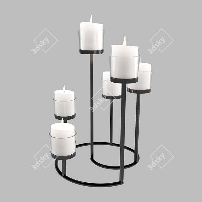 Modern Steel Candlestick Holder 3D model image 1