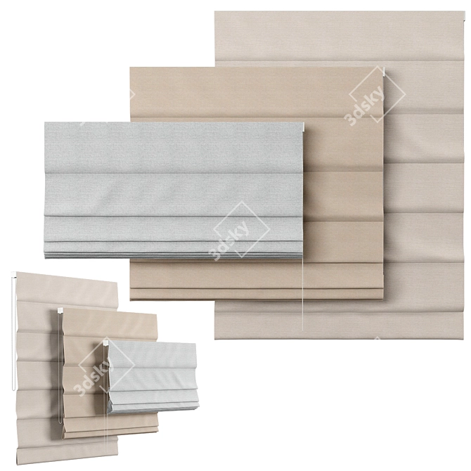 Elegant Roman Curtains: Treccia Bliss 3D model image 1