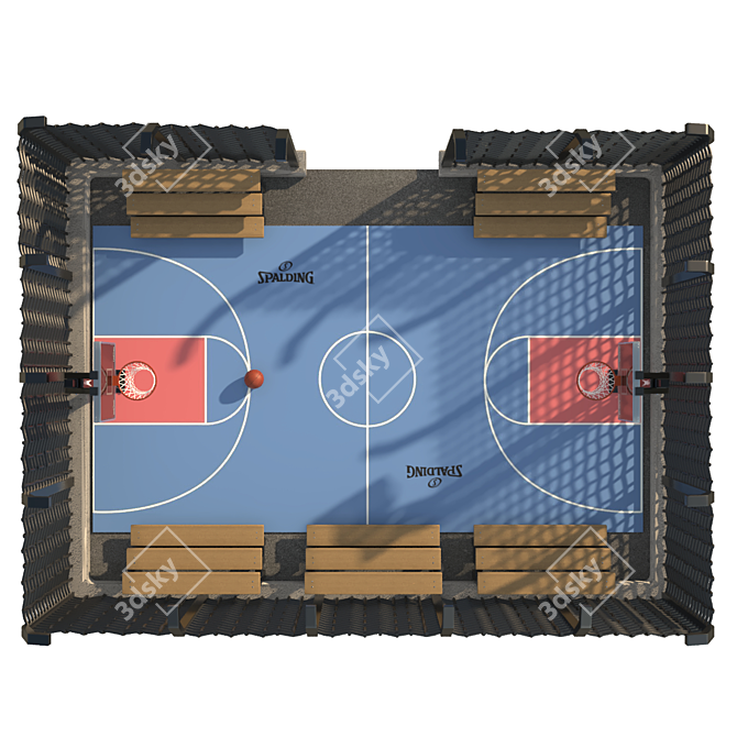 Street-Scale Basketball Playground 3D model image 2