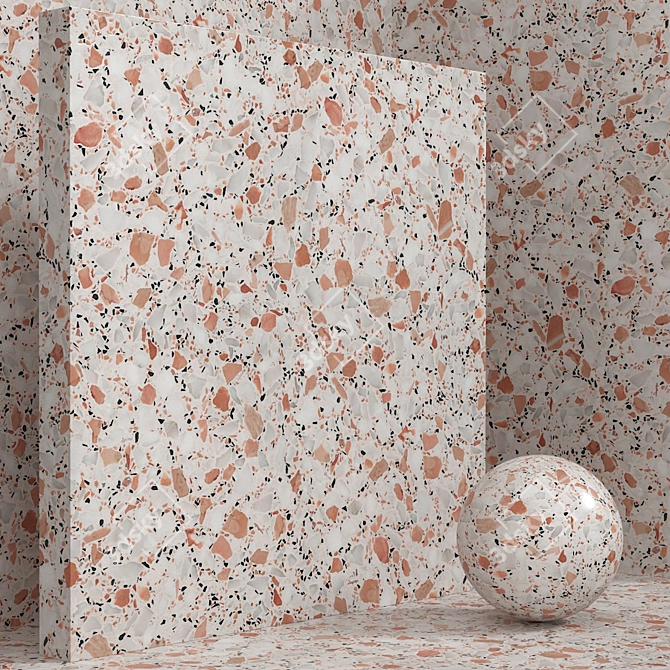 Seamless Terrazzo Quartzite Stone Set 149 3D model image 4