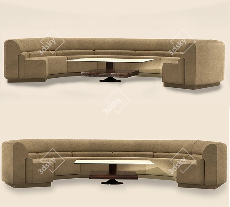 Sleek Office Sofa and Table 3D model image 2