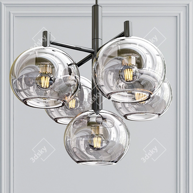 Elegant Brass Gloria Chandelier: 5 Lights 3D model image 2