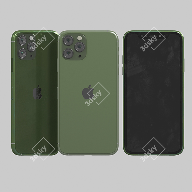 Green Iphone 11 Pro: High Poly Model 3D model image 5