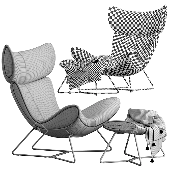 Modern BoConcept Imola Chair & Footstool 3D model image 5