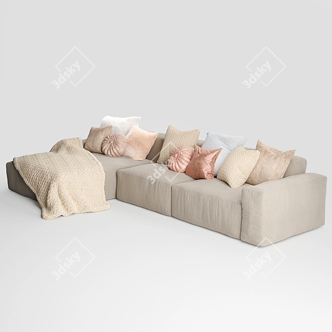 Luxury Leather Elise Corner Sofa 3D model image 4