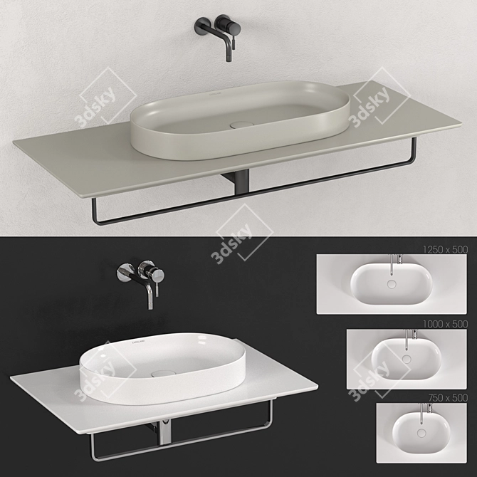 Catalano Horizon Washbasin: Satin & Glossy White 3D model image 1