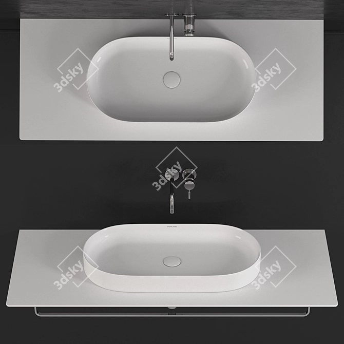 Catalano Horizon Washbasin: Satin & Glossy White 3D model image 2