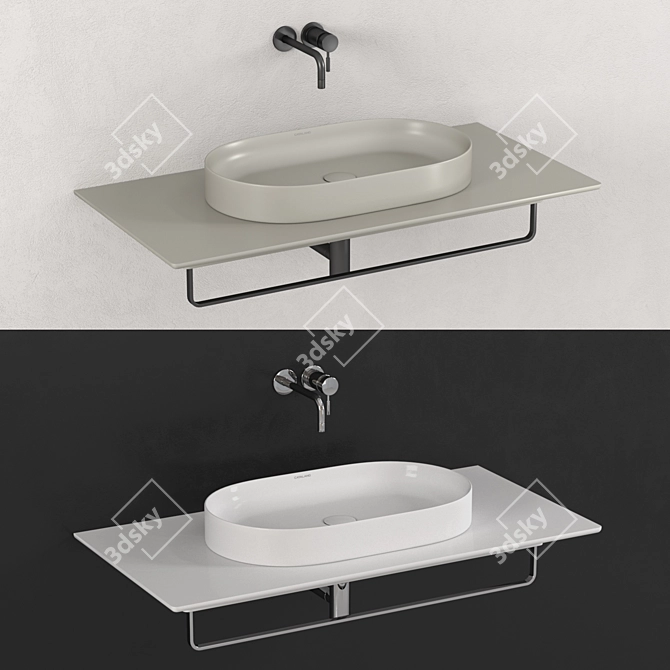 Catalano Horizon Washbasin: Satin & Glossy White 3D model image 3