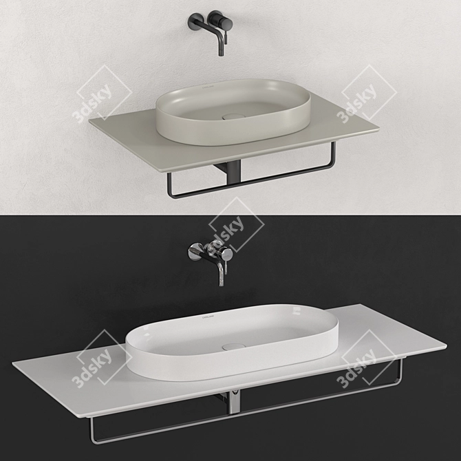 Catalano Horizon Washbasin: Satin & Glossy White 3D model image 4