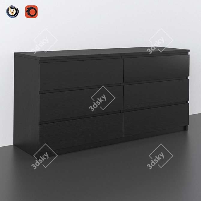 Modern 6-Drawer Chest - IKEA 3D model image 1