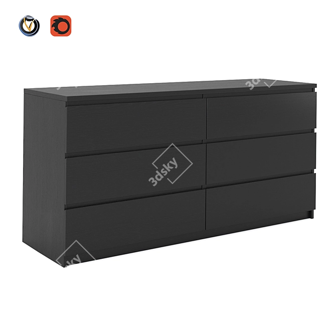 Modern 6-Drawer Chest - IKEA 3D model image 4