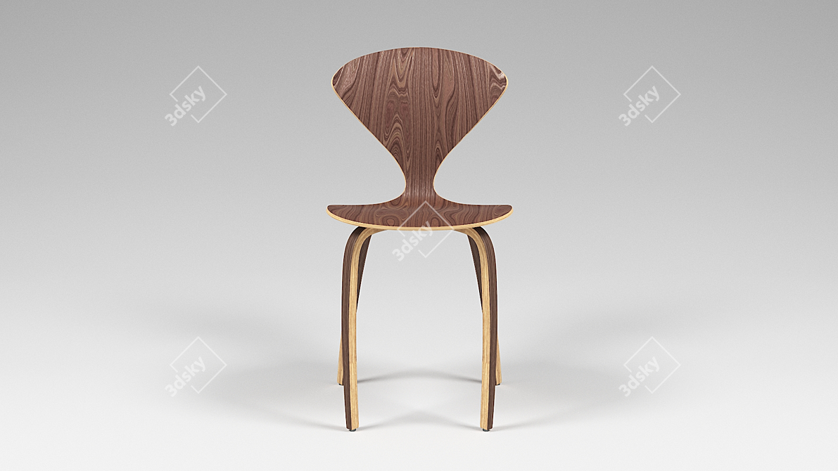 Cherner Walnut Plywood Chair 3D model image 1
