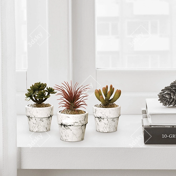 Naturalistic Artificial Succulents 3D model image 2