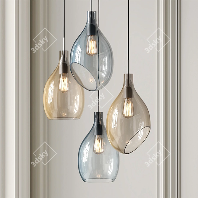 Lovisa Collection: Cognac & Blue Pendant Lamps 3D model image 1