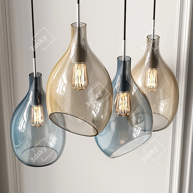 Lovisa Collection: Cognac & Blue Pendant Lamps 3D model image 2