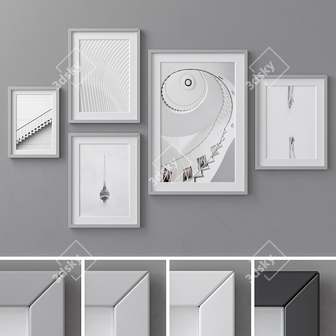 Modern 5-Piece Photo Frame Set 3D model image 1