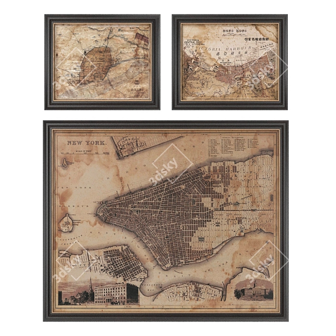 Restoration Hardware Vintage Maps 3D model image 4