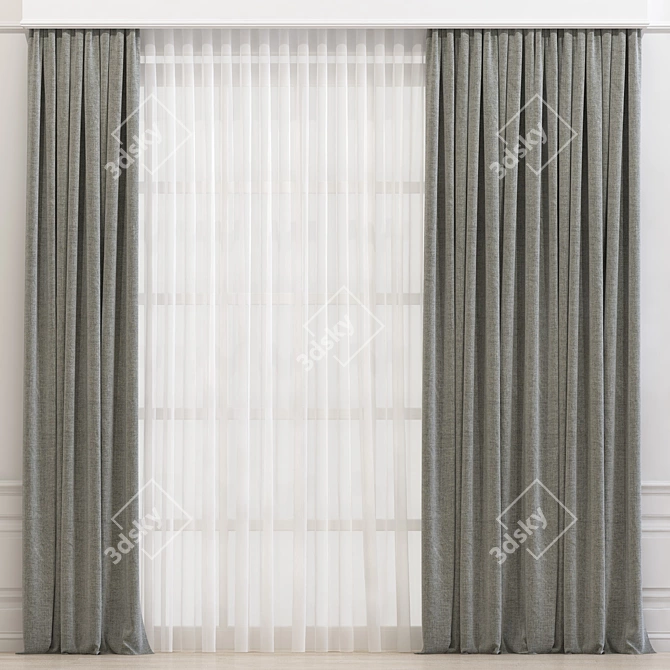 Revamped Curtain Design 3D model image 1