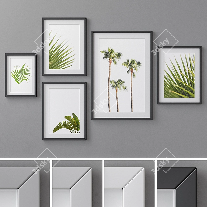 Elegant Set of 4 Photo Frames 3D model image 1