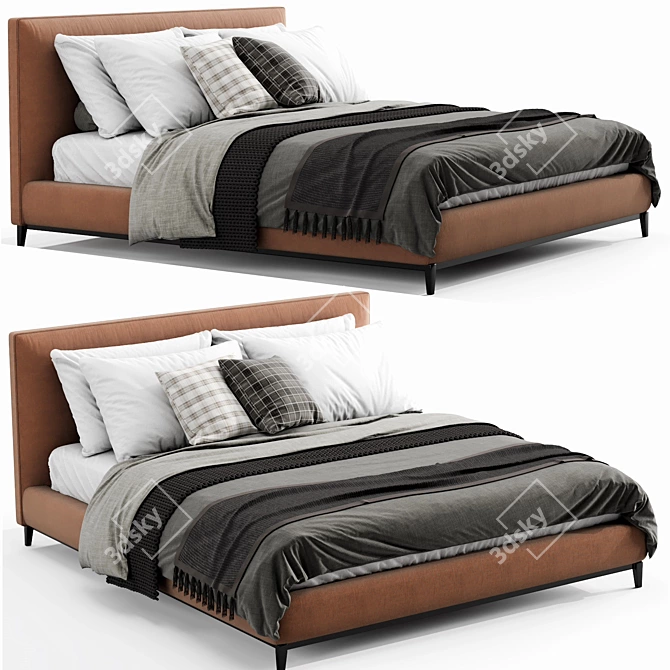 Sleek Minotti Andersen Bed: Contemporary Elegance for Your Bedroom 3D model image 2