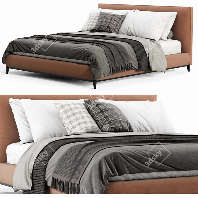 Sleek Minotti Andersen Bed: Contemporary Elegance for Your Bedroom 3D model image 3