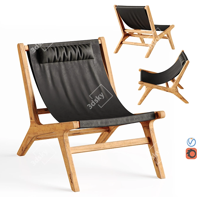 Nairobi Garden Wood Armchair: Elegant Outdoor Seating 3D model image 1