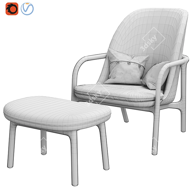 Neva High-Back Easy Chair: Artisan's Organic Elegance 3D model image 3