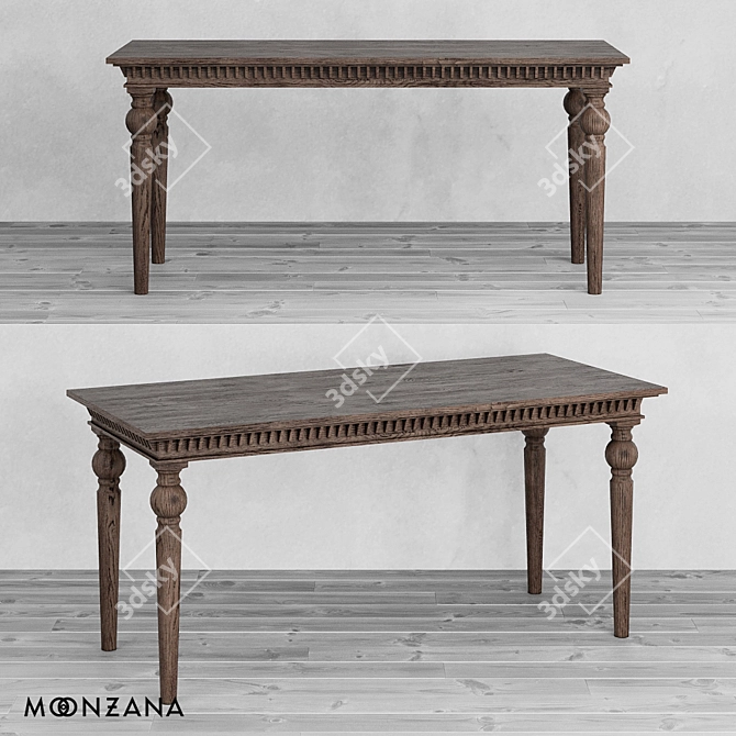 Metropolis Oak Wood Table 3D model image 1
