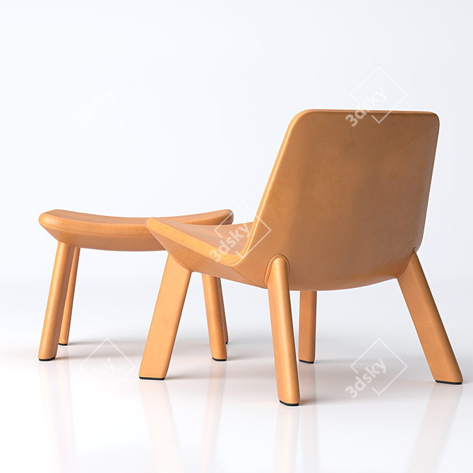 BluDot Neat Leather Lounge Chair & Ottoman 3D model image 2