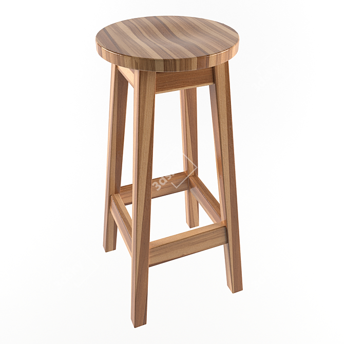 Premium Wood Stool - Solid Elegance 3D model image 1