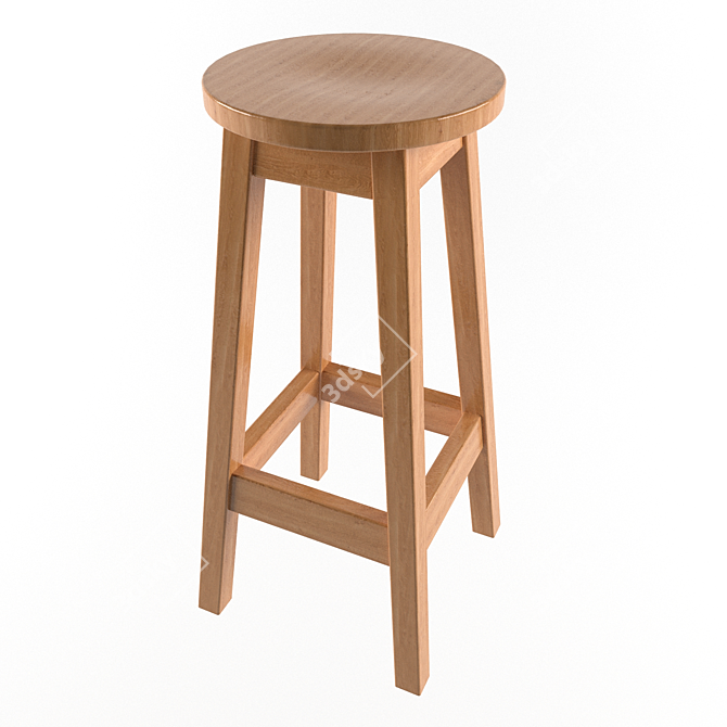 Premium Wood Stool - Solid Elegance 3D model image 2