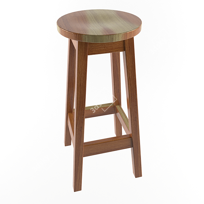 Premium Wood Stool - Solid Elegance 3D model image 3