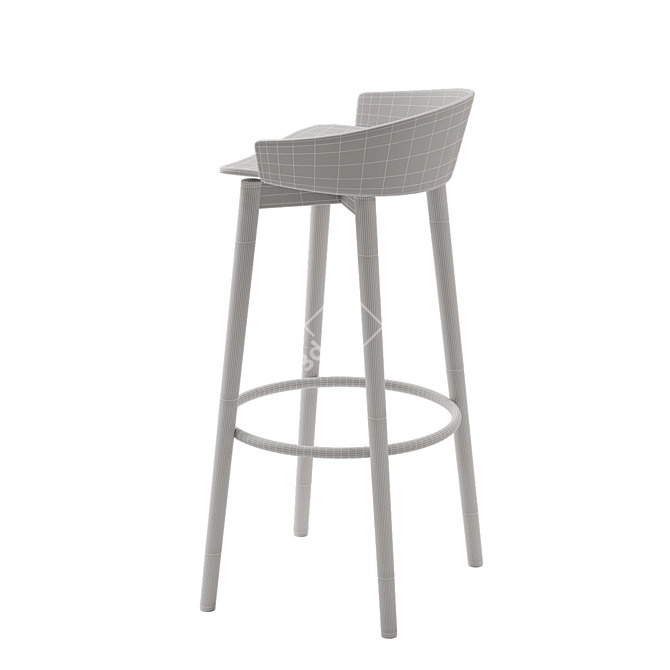 Modern Beech Barstool: Capdell Nix by Patrick Norguet 3D model image 4