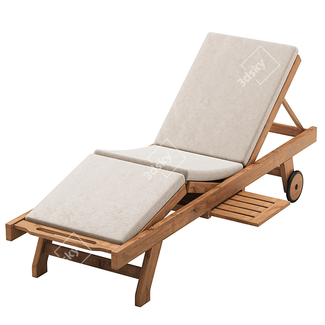 Cyan Teak Sun Lounger: Ultimate Luxury 3D model image 2