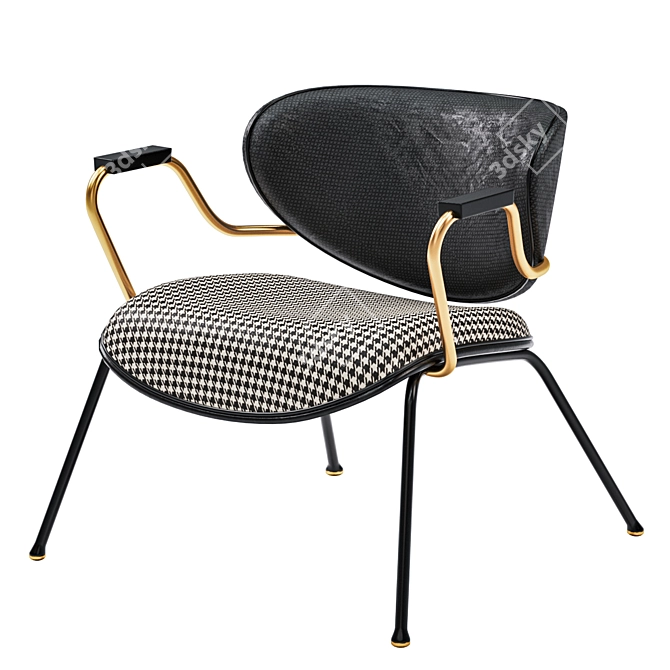 Elegant Retro Lounge Chair: Italian Designer Luxury 3D model image 1