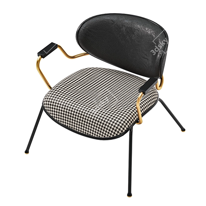 Elegant Retro Lounge Chair: Italian Designer Luxury 3D model image 3