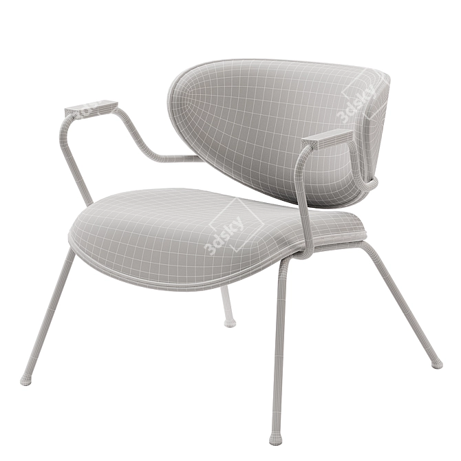Elegant Retro Lounge Chair: Italian Designer Luxury 3D model image 4
