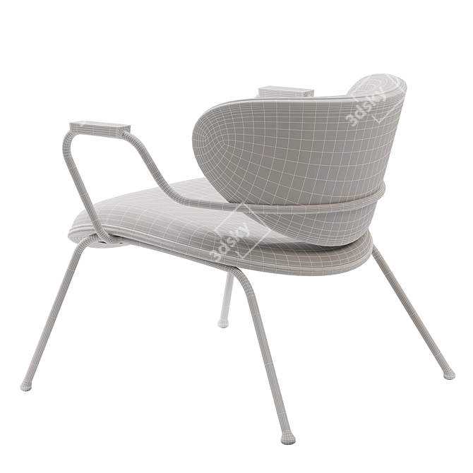 Elegant Retro Lounge Chair: Italian Designer Luxury 3D model image 5