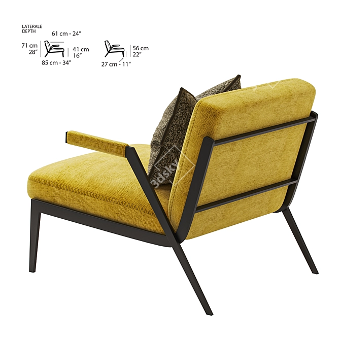 Nicoline Lima: Elegant Metal Frame Armchair 3D model image 2