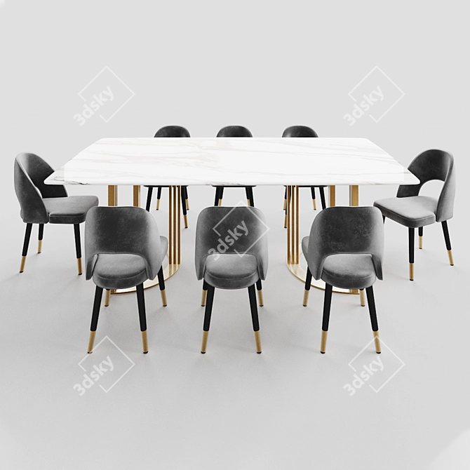 Elegant Faux Marble Dining Set 3D model image 1