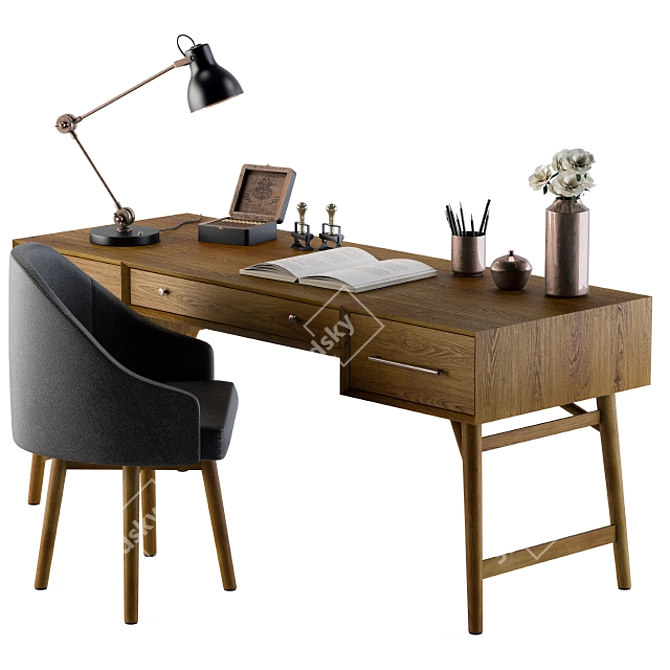 Elegant Neoclassic Office Desk 3D model image 1