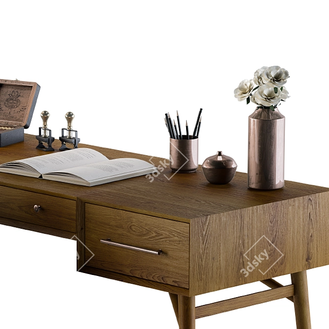 Elegant Neoclassic Office Desk 3D model image 4