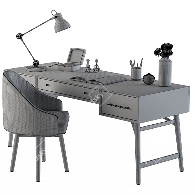 Elegant Neoclassic Office Desk 3D model image 5