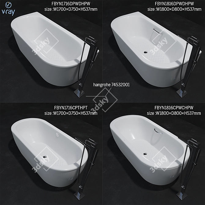 Luxury TOTO Bathtub Collection 3D model image 1