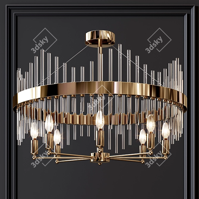 Sleek Metal Glass Chandelier 3D model image 1