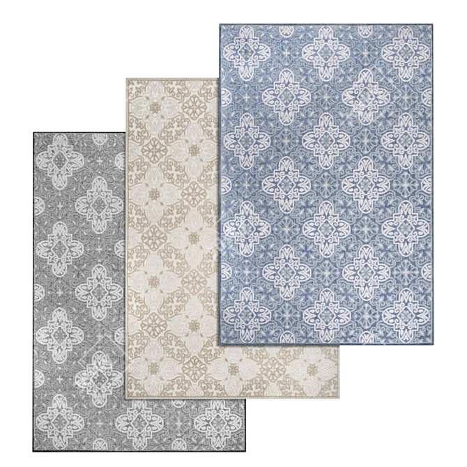 High-Quality Carpets Set: 3 Variations 3D model image 1
