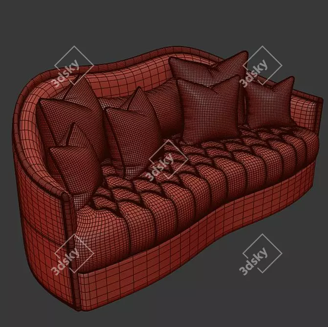 Tight Button-Tufted Milano Sofa 3D model image 4