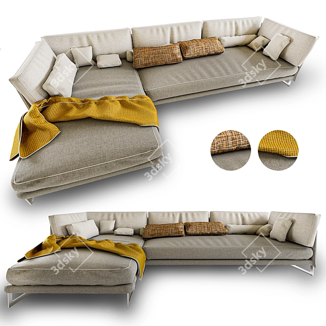 Sleek and Stylish Saba Livingston 3-Seater Sofa 3D model image 1