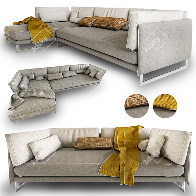 Sleek and Stylish Saba Livingston 3-Seater Sofa 3D model image 2